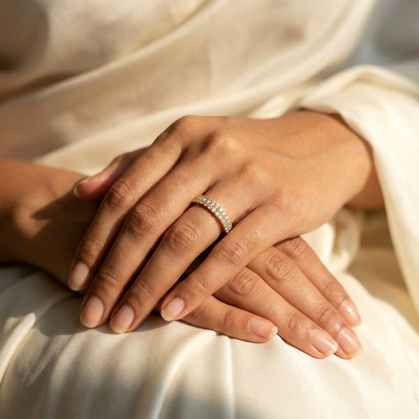 Elegant stone-set band ring for women