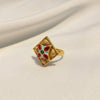 square statement ring gold tone