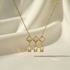 Trinity Glow Necklace by Evvara Vogue featuring triple clover design with crystal drops in gold finish