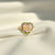 Pink heart floral ring gold tone