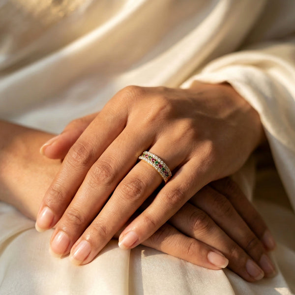 Slim multicolor stone fashion ring