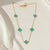Evvara Vogue Aurea Clover anti tarnish gold necklace with turquoise clover motifs