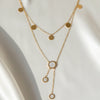 Evvara Moonlink layered gold stainless steel necklace with pearl circle pendant