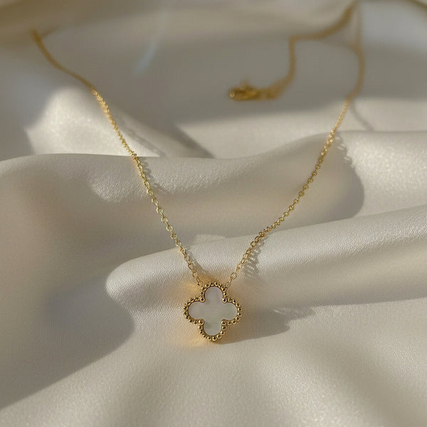 Golden clover pendant necklace in anti tarnish stainless steel by Evvara Vogue