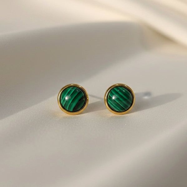 Minimal green stud earrings for women