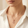 Minimal stainless steel clover pendant necklace with stone detailing