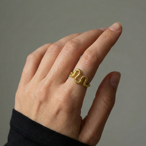 Modern Wave Textured Ring
