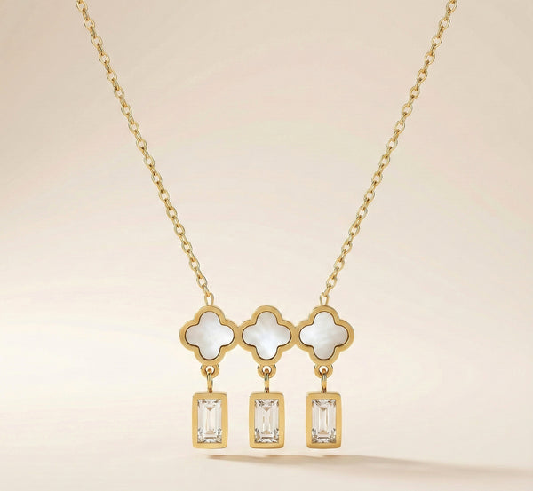 Elegant anti tarnish clover necklace for women – Trinity Glow by Evvara Vogue