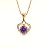 Elegant rose gold heart necklace showcasing violet gemstone and delicate craftsmanship