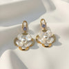 Stainless steel Korean style flower earrings with pearl