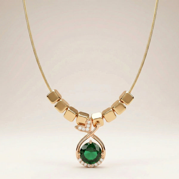 Evvara Vogue emerald green stone anti tarnish pendant necklace
