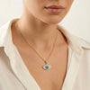 Gold tone evil eye necklace with blue stone detailing – Evvara Vogue jewelry