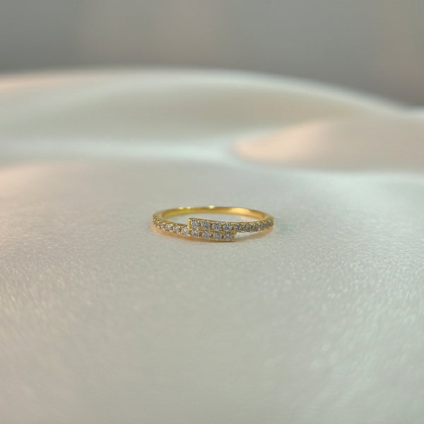 Minimal CZ slim band ring with gold tone American Diamond