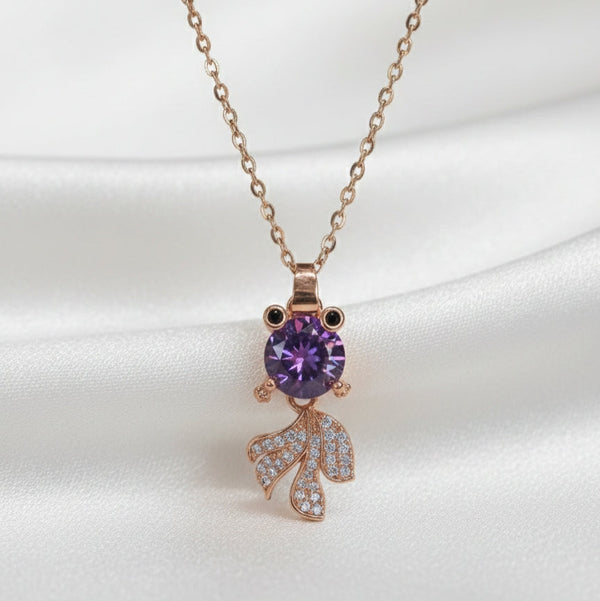 Nocturne Muse gold pendant with purple stone – anti tarnish stainless steel necklace by Evvara Vogue