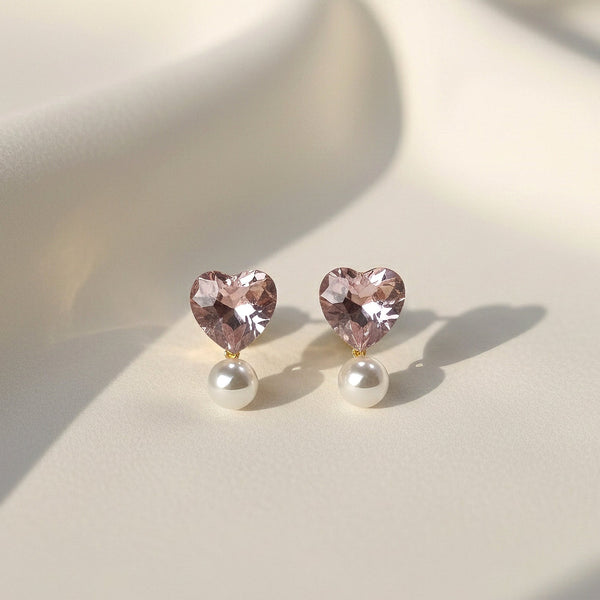 Korean heart pearl earrings for women