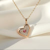 Crimson Pulse heart pendant with pink stone in gold finish – Evvara Vogue anti tarnish necklace
