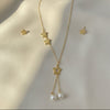 Starlace Drop star and pearl necklace in anti tarnish stainless steel by Evvara Vogue