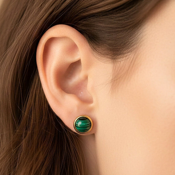 Korean style green stone earrings – Evvara