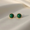 Minimal green stud earrings for women