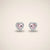 Pink heart crystal stud earrings silver tone