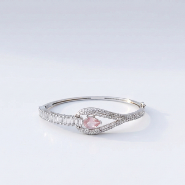 Premium blush pink stone bracelet with modern flowing design