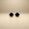 Black square crystal stud earrings