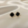 Geometric black stud earrings for women