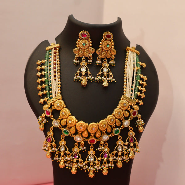 Traditional Rajwadi Premium Antique Gold Finish by evvara vogue