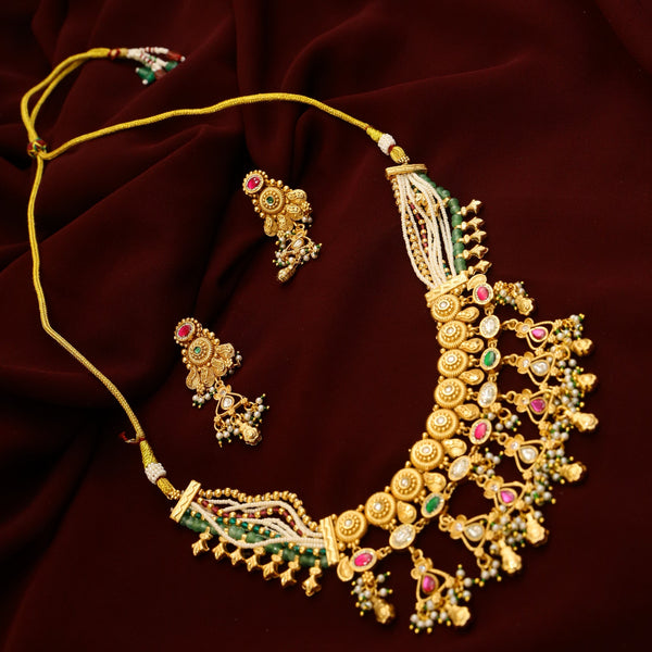 Traditional Rajwadi Necklace with earrings by evvara vogue
