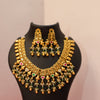 Royal kundan necklace set with pearl hangings