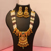 Rajwadi pearl temple necklace set with antique gold finish and matching traditional earrings by Evvara